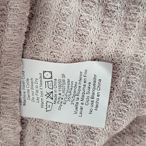 Long Sleeve Open Front Waffle Cardigan Large - Picture 6 of 6